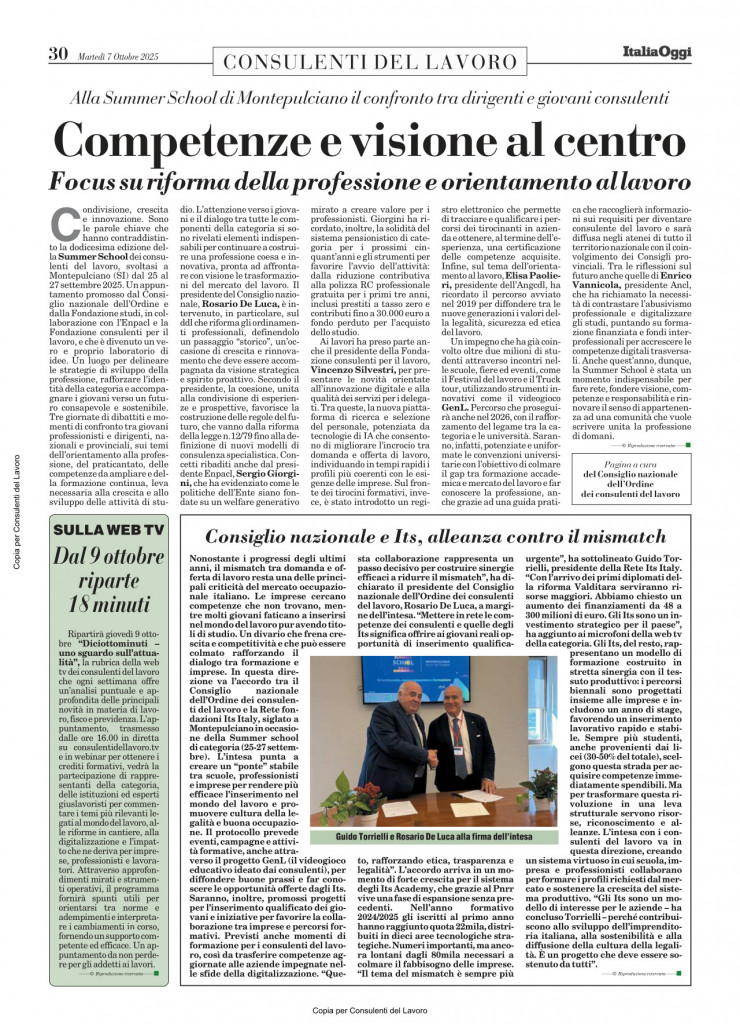 Italia Oggi del 7 ottobre 2025 