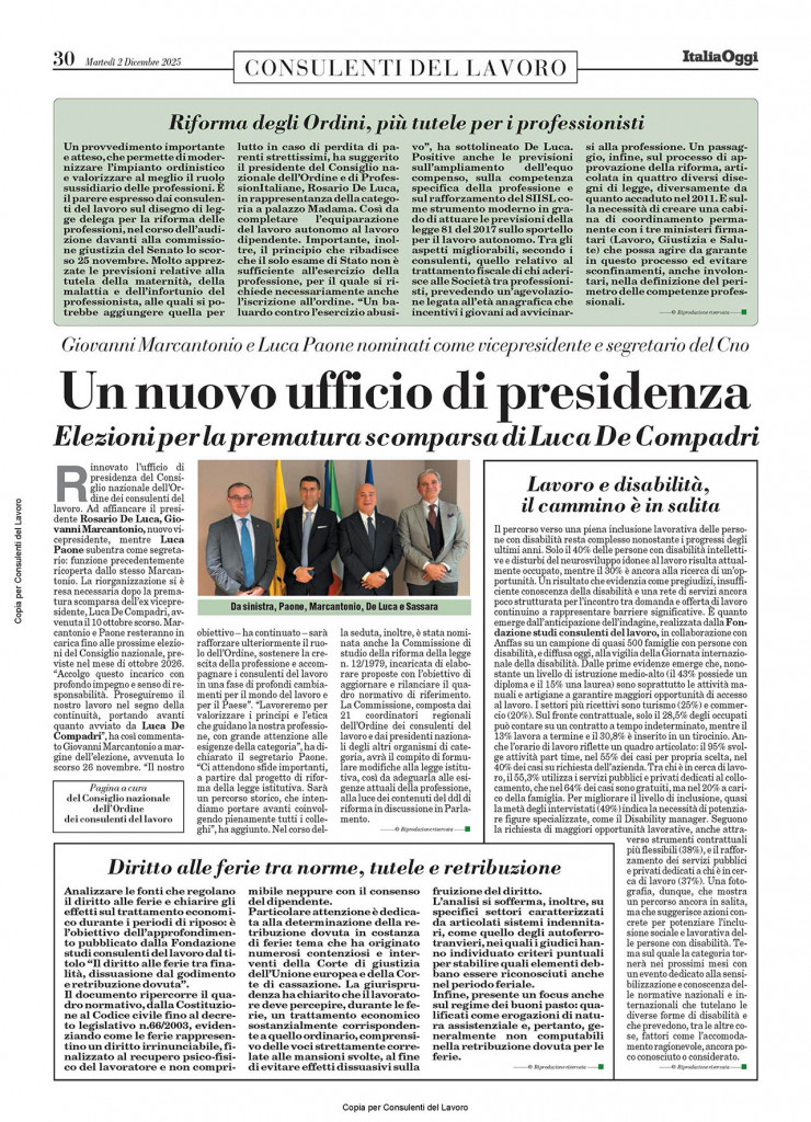 PAGINA DI ITALIA OGGI